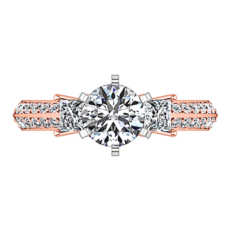 Three Stone Diamond EngagementRing Ivana 14K Rose Gold