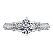 Round Diamond Three Stone Engagement Ring Ivana 14K White Gold