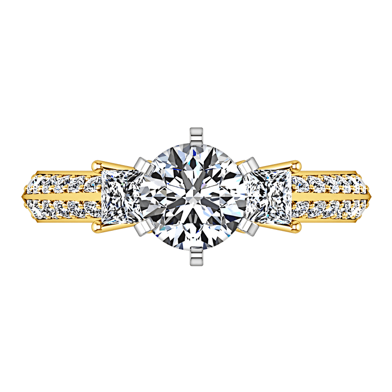Three Stone Diamond Engagement Ring Ivana 14K Yellow Gold