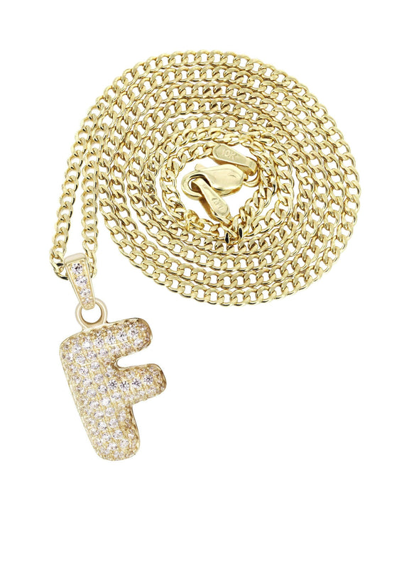10K Yellow Gold Bubble Letter 