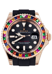 Rolex Yacht Master | 18K Rose Gold | Rubber Strap | Custom Sapphire & Diamond Bezel | 40 MM