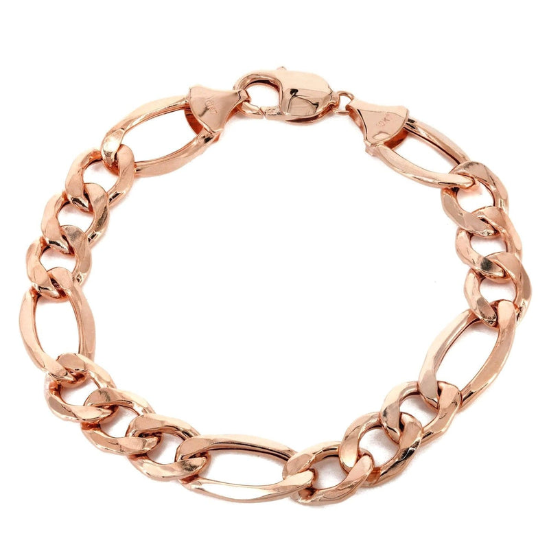 14K Rose Gold Bracelet Solid Figaro For Women