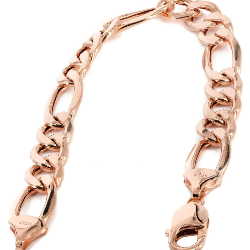 14K Rose Gold Bracelet Semi Solid  Figaro