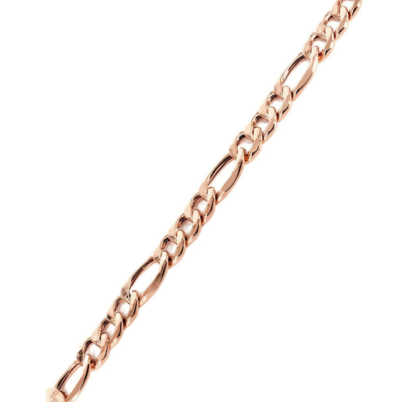 14K Rose Gold Bracelet Semi Solid  Figaro For Women