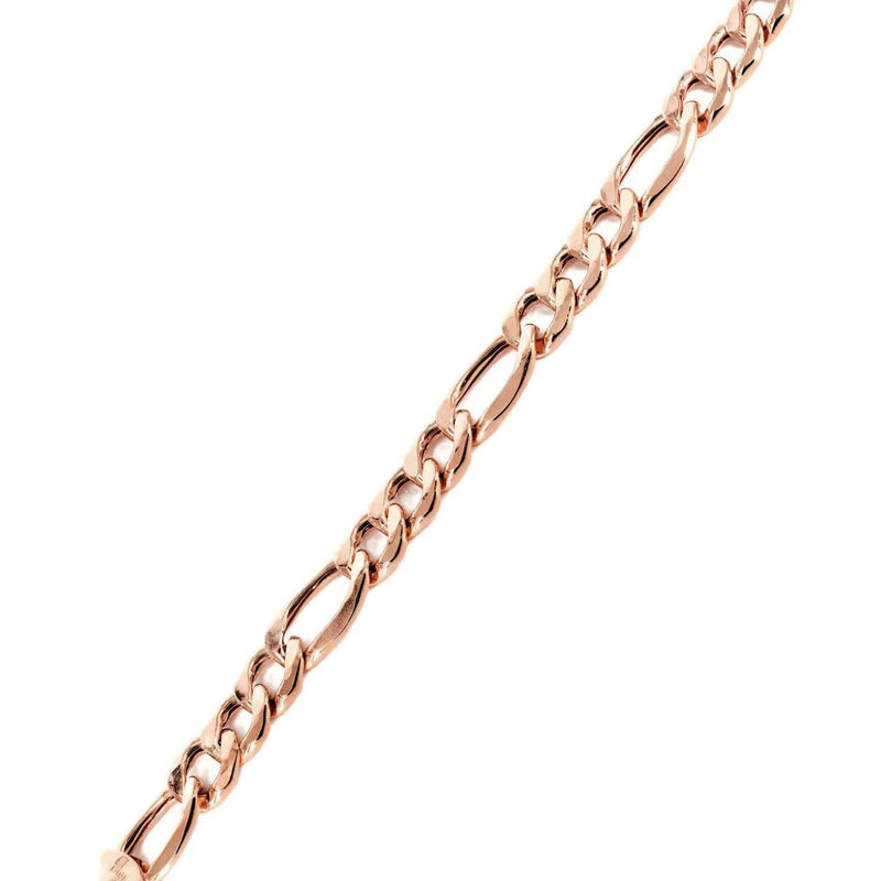 14K Rose Gold Bracelet Solid Figaro