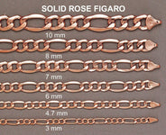 14K Rose Gold Bracelet Semi Solid  Figaro For Women