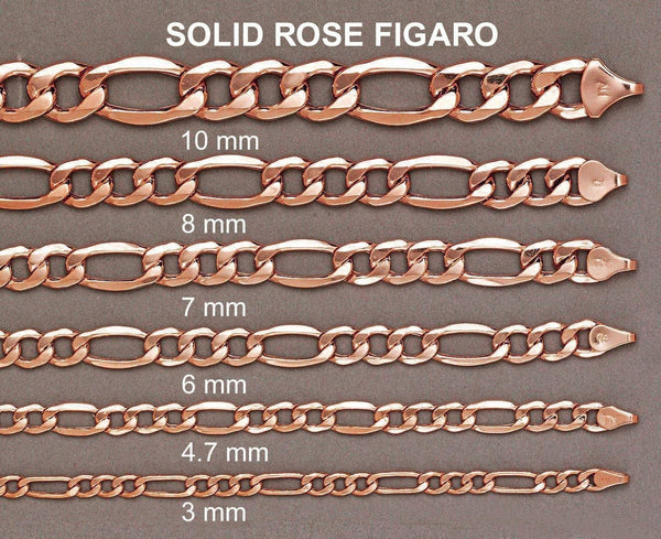 14K Rose Gold Bracelet Semi Solid  Figaro