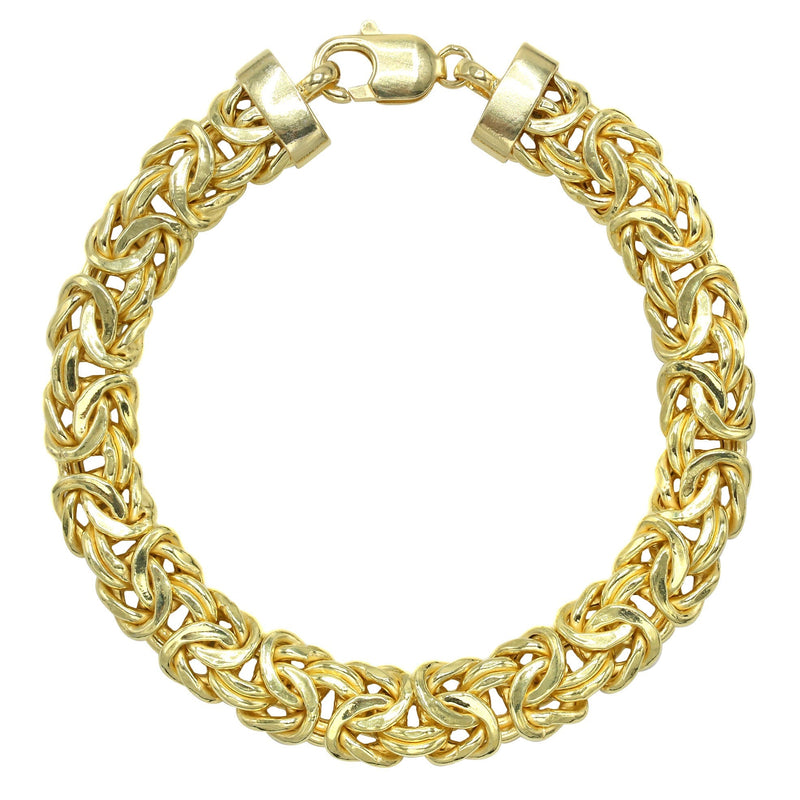 Silver Gold Flat Byzantine Bracelet