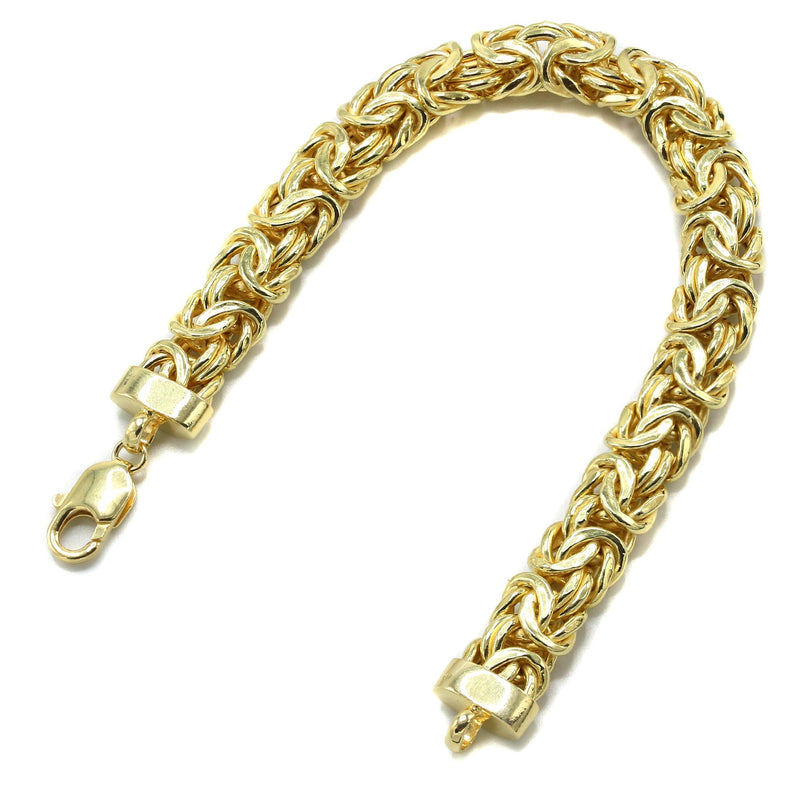 Silver Gold Flat Byzantine Bracelet