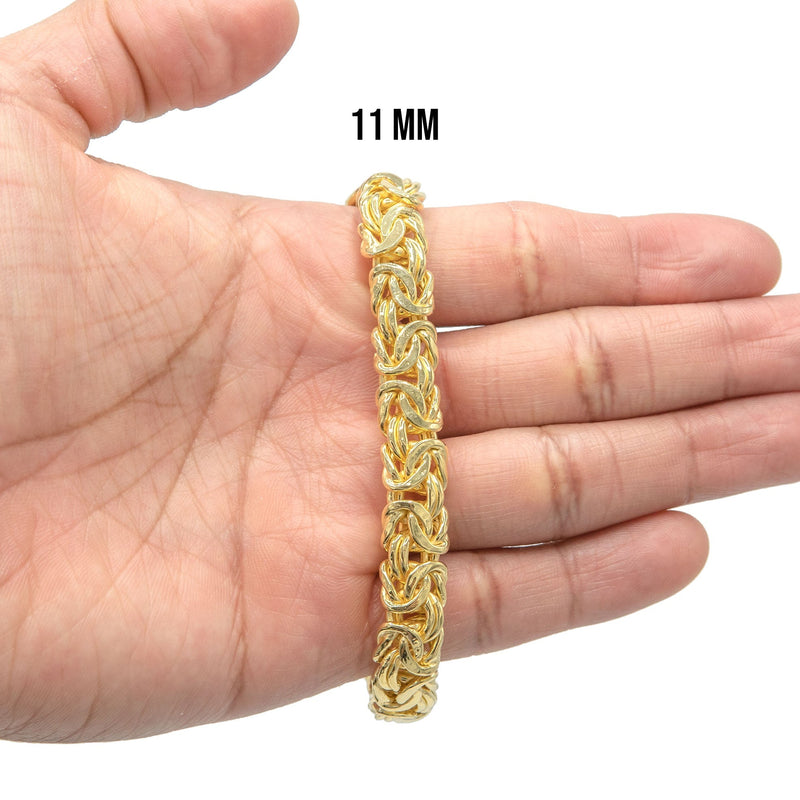 Silver Gold Flat Byzantine Bracelet