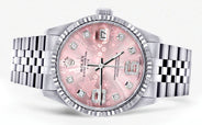 Womens Rolex Datejust Watch 16200 | Fluted Bezel | 36Mm | Pink Flower Dial | Fluted Bezel | Jubilee Band
