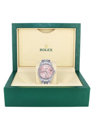 Mens Rolex Datejust Watch 16200 | Fluted Bezel | 36Mm | Pink Flower Dial | Jubilee Band