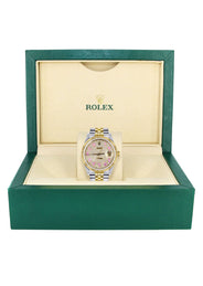 Womens Rolex Datejust Watch 16233 Two Tone | 36Mm | Diamond Pink Arabic Numeral | Fluted Bezel | Jubilee Band