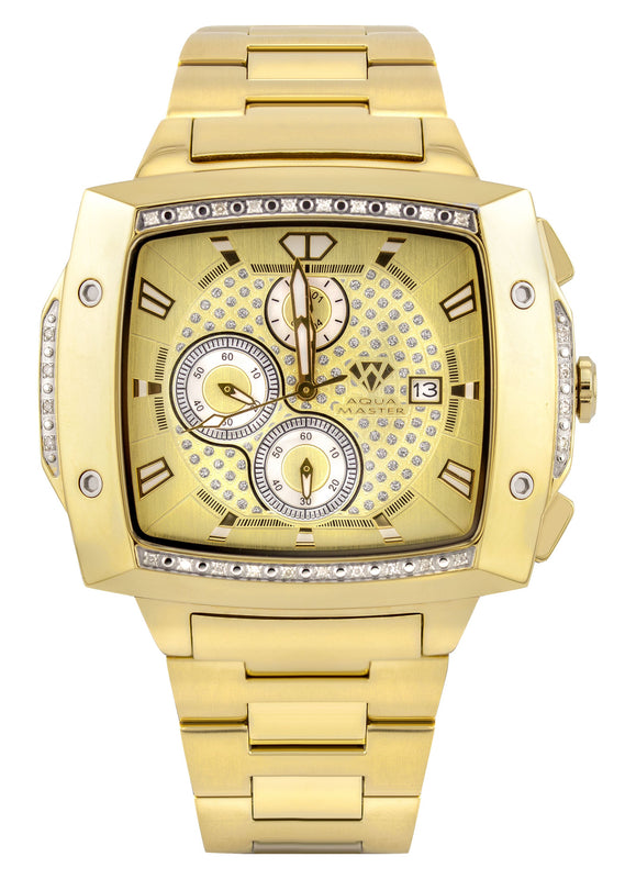 Mens Yellow Gold Tone Diamond Watch | Appx. 0.28 Carats