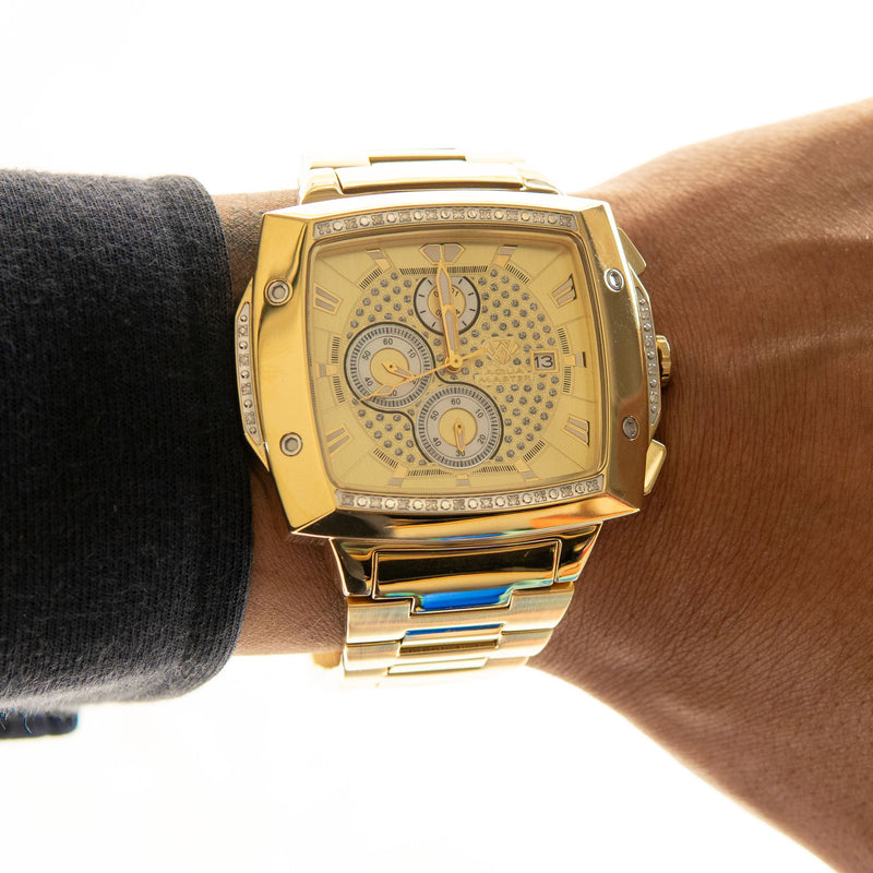 Mens Yellow Gold Tone Diamond Watch | Appx. 0.28 Carats