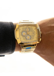 Mens Yellow Gold Tone Diamond Watch | Appx. 0.28 Carats