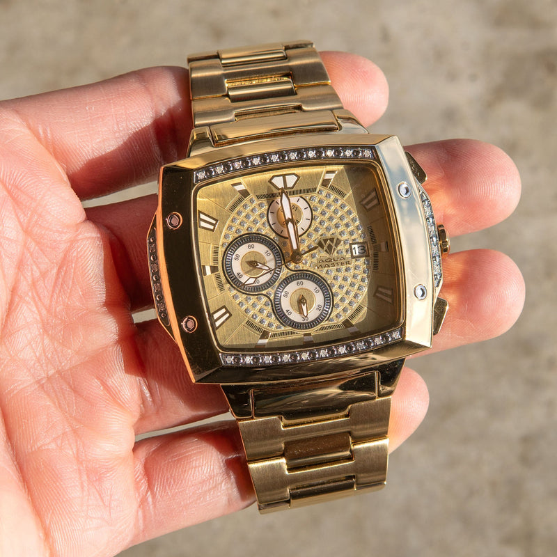 Mens Yellow Gold Tone Diamond Watch | Appx. 0.28 Carats