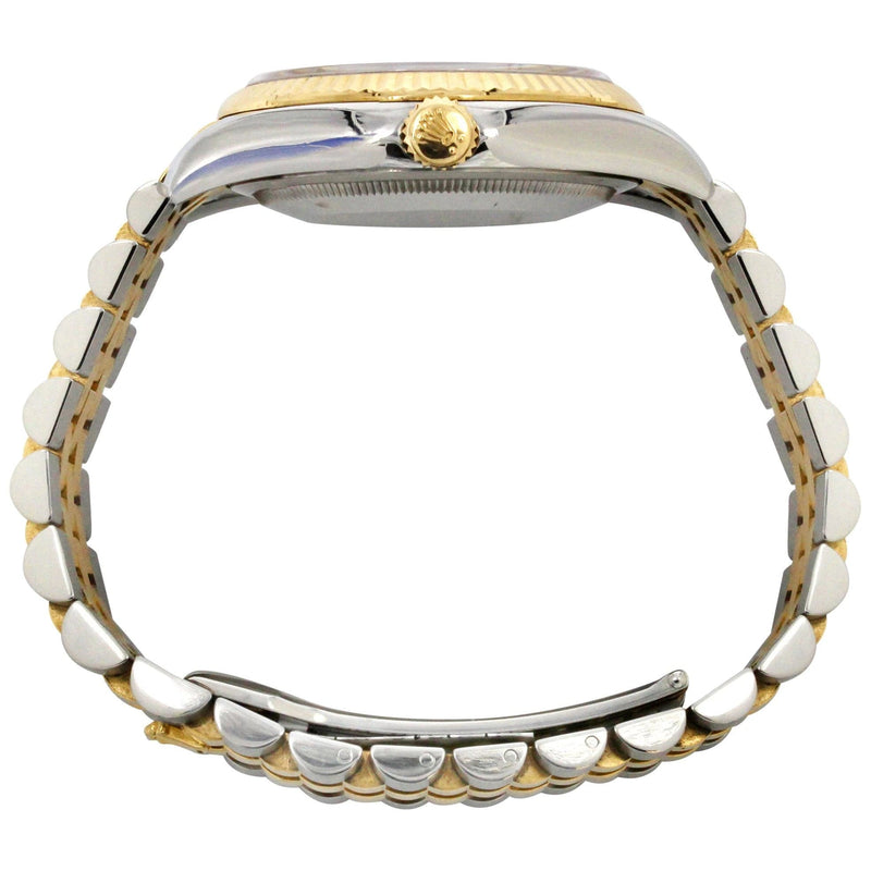 116233 | Hidden Clasp | Gold & Steel Rolex Datejust Watch | 36Mm | Green Black Arabic Diamond Dial | Jubilee Band