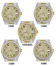 Diamond Gold Rolex Watch For Men 16233 | 36Mm | Custom Green Arabic Full Diamond Dial | Jubilee Band