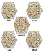 Diamond Gold Rolex Watch For Men 16233 | 36Mm | Custom Red Arabic Full Diamond Dial | Jubilee Band