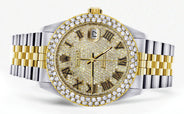 Diamond Gold Rolex Watch For Women 16233 | 36Mm | Diamond Gold Roman Numeral Dial | Two Row 4.25 Carat Bezel | Jubilee Band