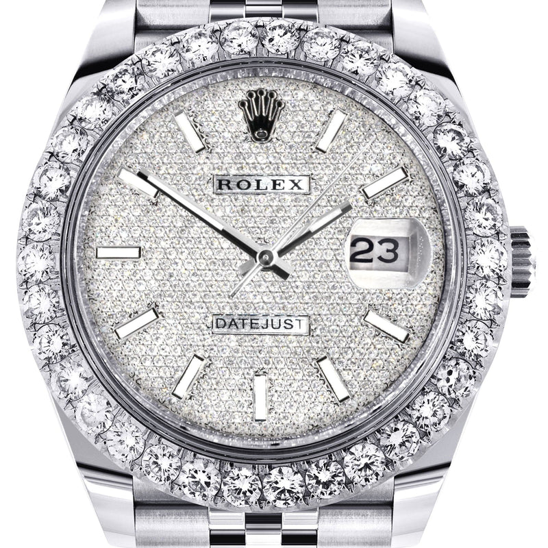 Rolex Datejust 41 Watch | 41 MM | Custom Full Diamond Dial | Jubilee Band
