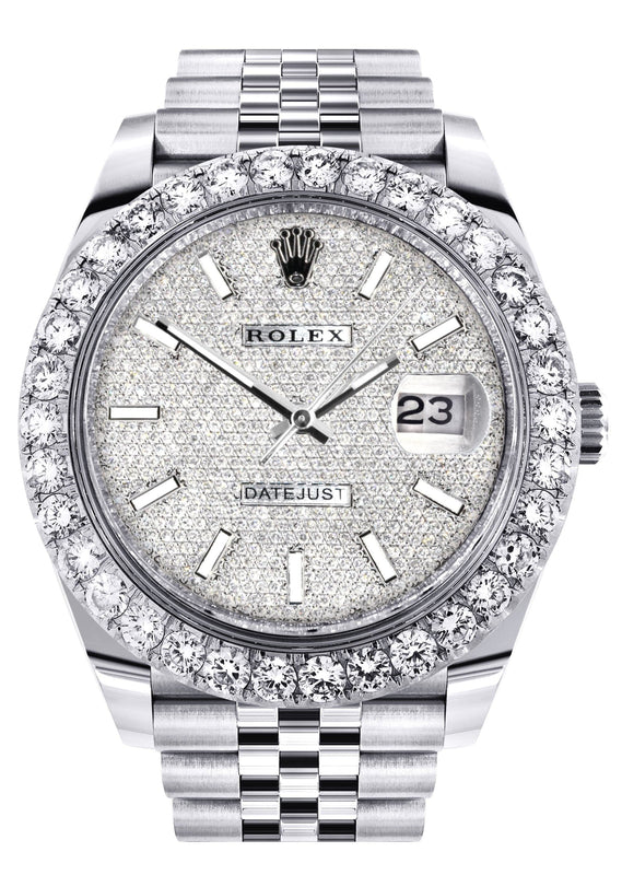 Rolex Datejust 41 Watch | 41 MM | Custom Full Diamond Dial | Jubilee Band