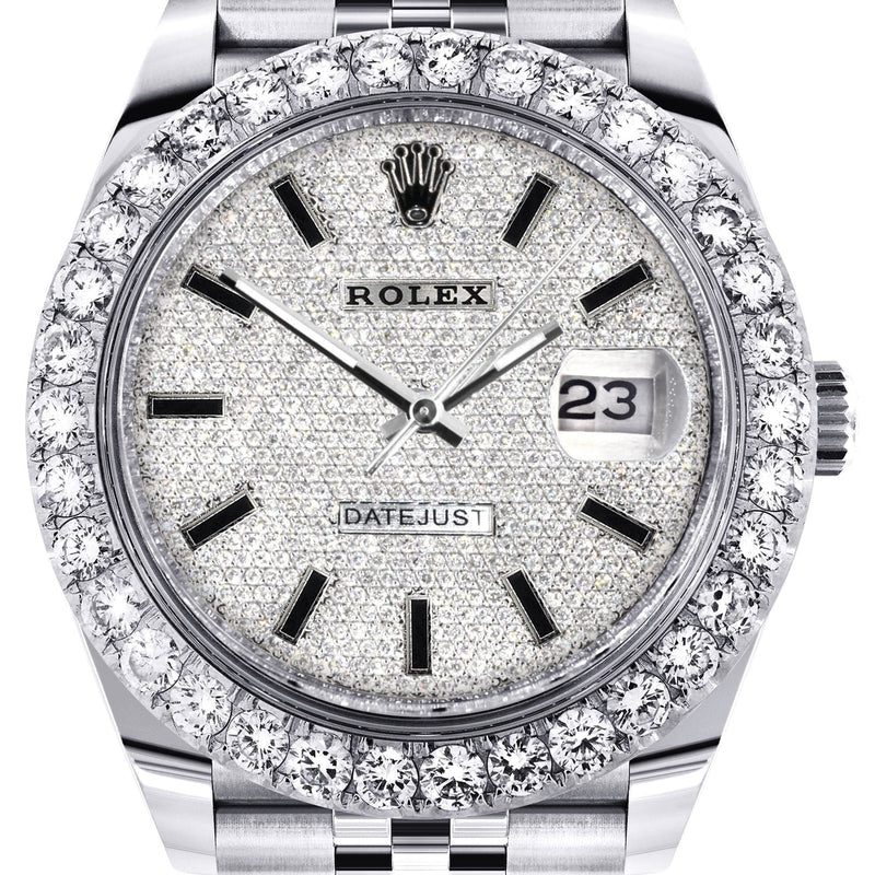 Rolex Datejust 41 Watch | 41 MM | Custom Full Diamond Dial | Jubilee Band