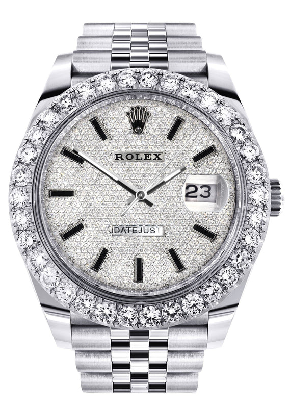 Rolex Datejust 41 Watch | 41 MM | Custom Full Diamond Dial | Jubilee Band