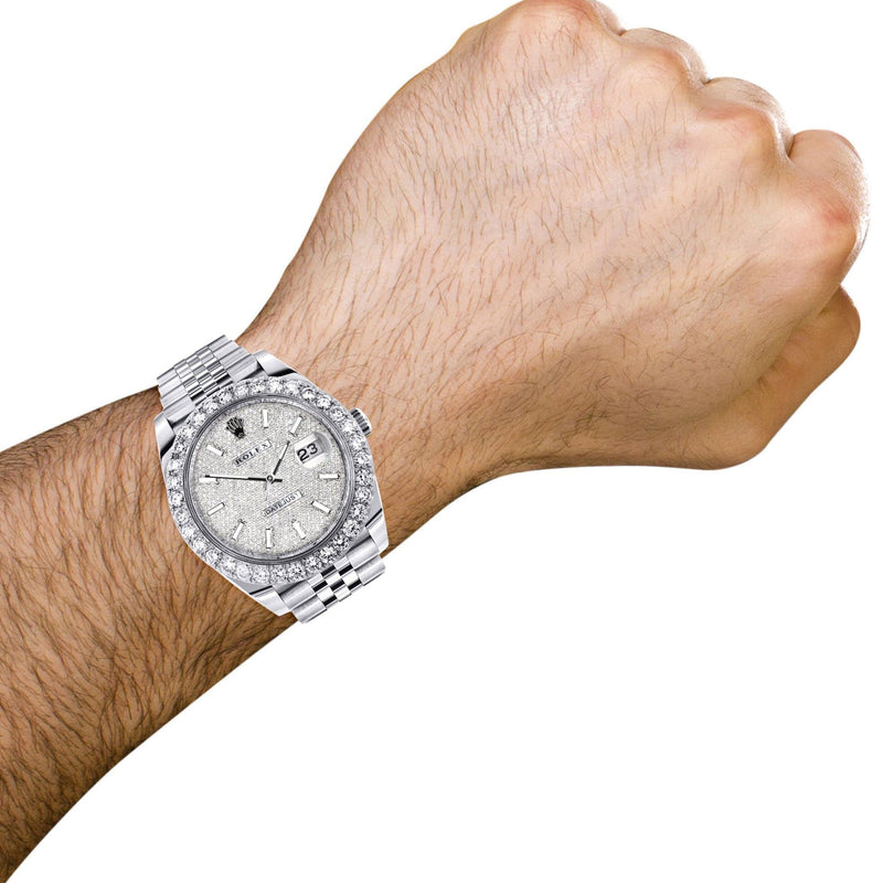 Rolex Datejust 41 Watch | 41 MM | Custom Full Diamond Dial | Jubilee Band