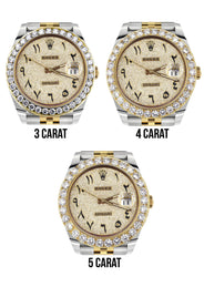 Rolex Datejust 41 Watch | 41 MM | 18K Yellow Gold & Stainless Steel | Custom Iced Out Arabic Diamond Dial | Jubilee Band