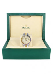 Diamond Gold Rolex Watch For Men 16233 | 36Mm | Rainbow Sapphire Bezel | Full Diamond Dial | Jubilee Band
