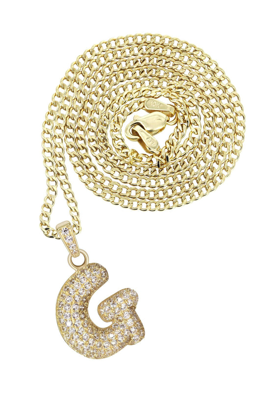 10K Yellow Gold Bubble Letter 