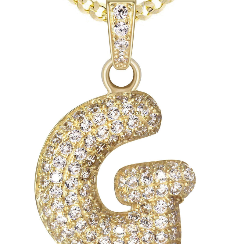 10K Yellow Gold Bubble Letter "G" CZ Necklace | Appx. 4.5 Grams