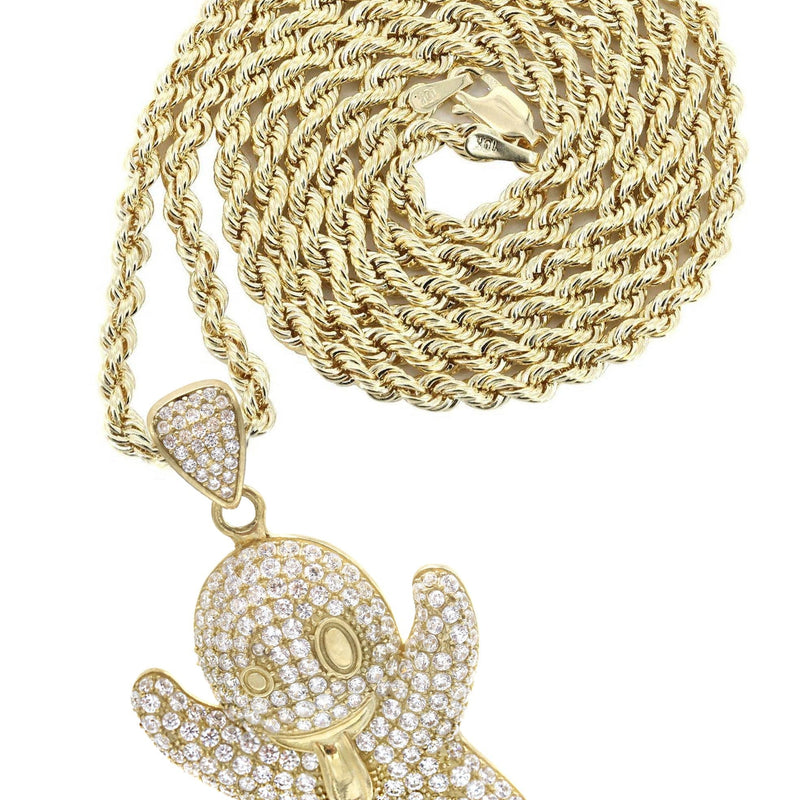 10K Yellow Gold Ghost Emoticon Necklace | Appx. 18.4 Grams