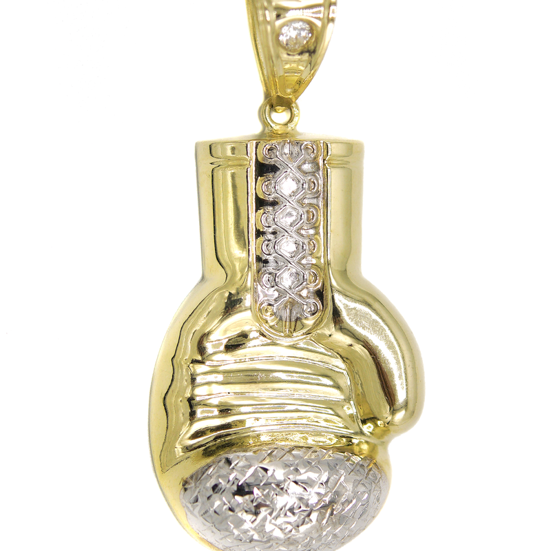 10K Yellow Gold Boxing Glove Necklace | Customizable Size