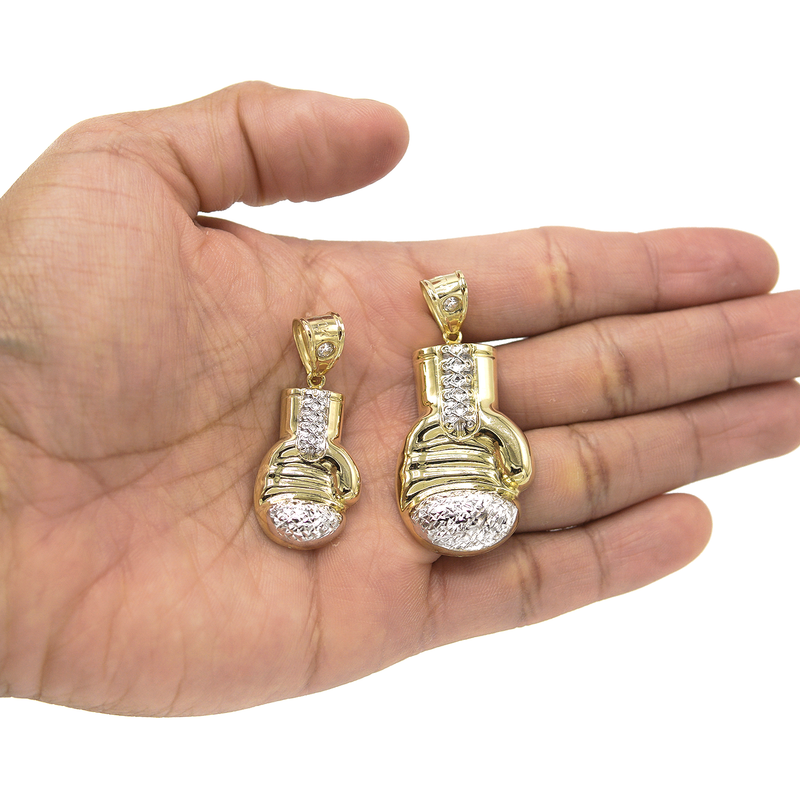 10K Yellow Gold Boxing Glove Necklace | Customizable Size