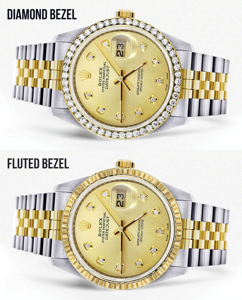 Gold Rolex Datejust Watch 16233 for Men | 36Mm | Gold Dial | Jubilee Band