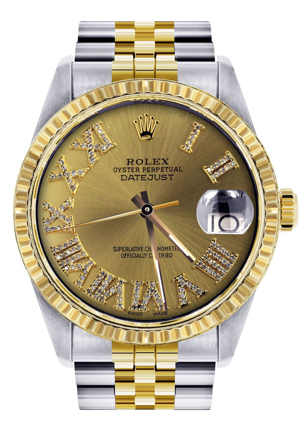 Mens Rolex Datejust Watch | 16233 | 36Mm | Gold Roman Numeral | Jubilee Band