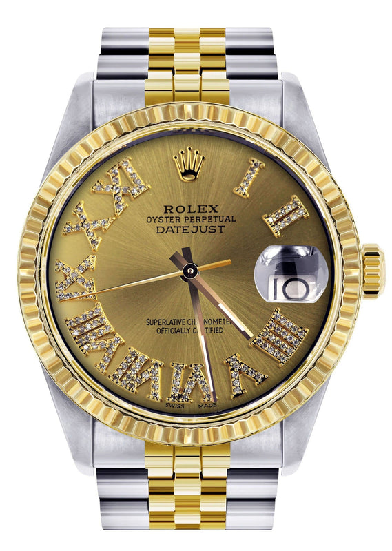 Mens Rolex Datejust Watch | 16233 | 36Mm | Gold Roman Numeral | Jubilee Band