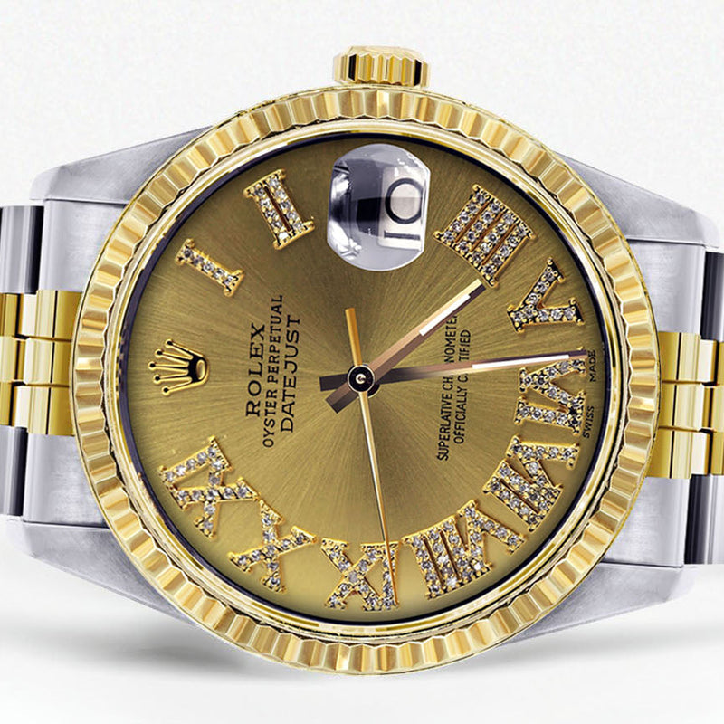 Womens Rolex Datejust Watch | 16233 | 36Mm | Gold Roman Numeral | Fluted Bezel | Jubilee Band