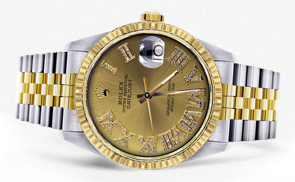 Womens Rolex Datejust Watch | 16233 | 36Mm | Gold Roman Numeral | Fluted Bezel | Jubilee Band
