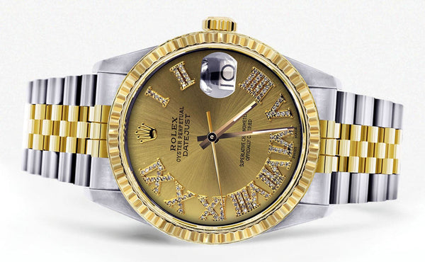Mens Rolex Datejust Watch | 16233 | 36Mm | Gold Roman Numeral | Jubilee Band