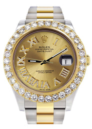 Rolex Datejust II Watch | 41 MM | 18K Yellow Gold & Stainless Steel | Custom Gold Roman Dial | Oyster Band