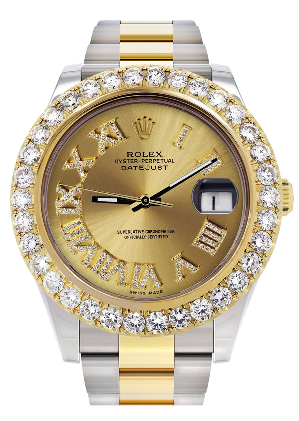 Rolex Datejust II Watch | 41 MM | 18K Yellow Gold & Stainless Steel | Custom Gold Roman Dial | Oyster Band