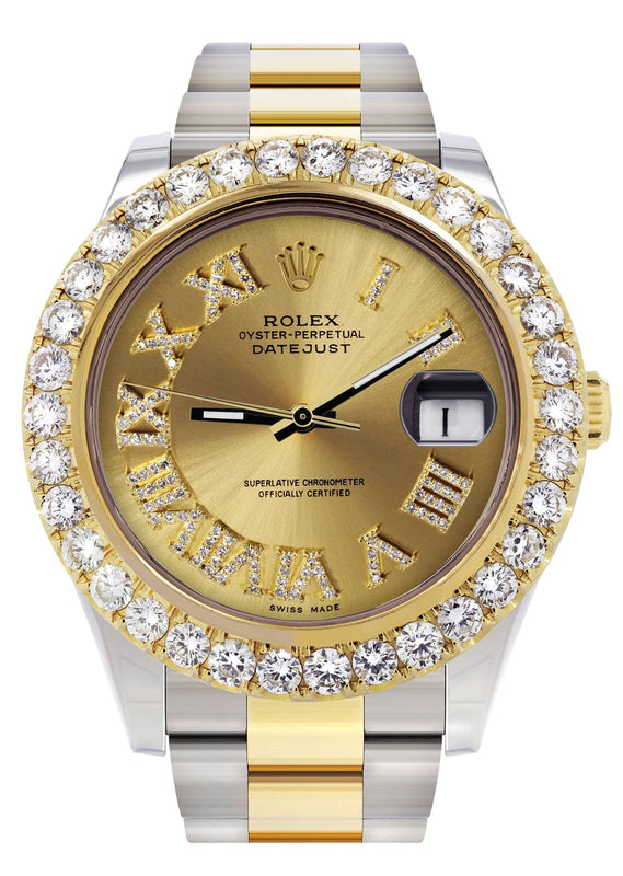 Rolex Datejust II Watch | 41 MM | 18K Yellow Gold & Stainless Steel | Custom Gold Roman Dial | Oyster Band