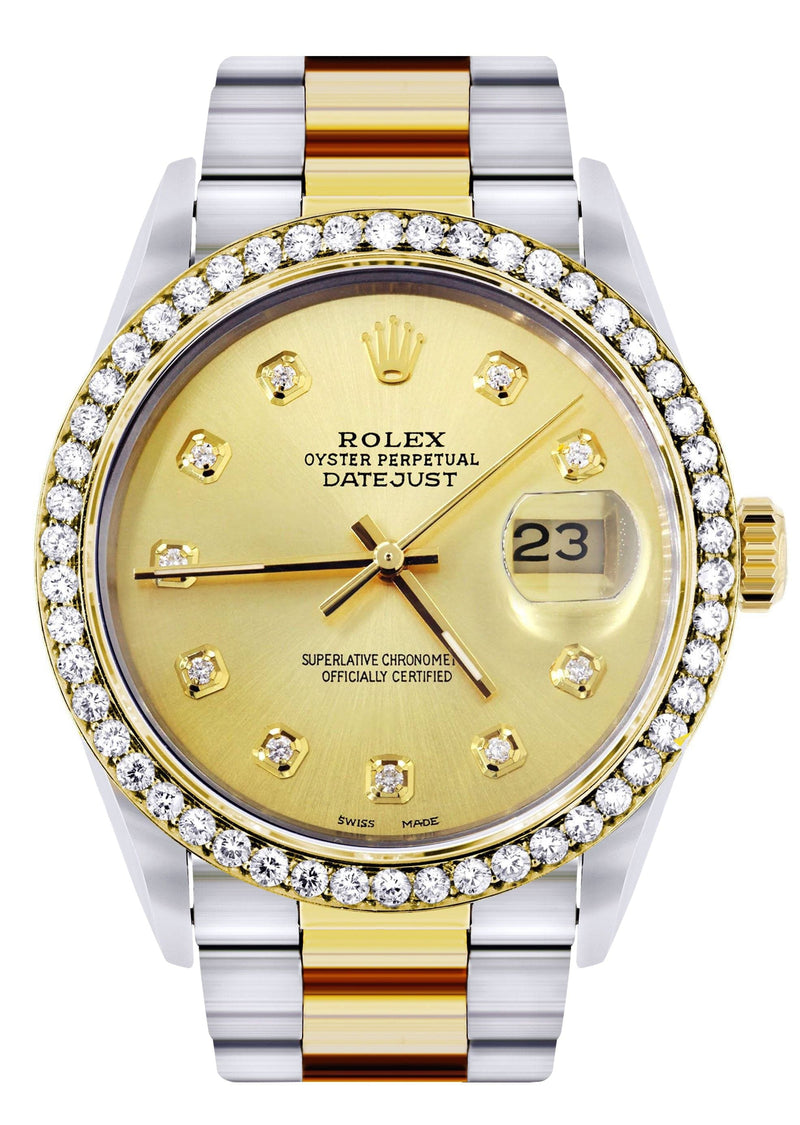 Gold Rolex Datejust Watch 16233 for Men | 36Mm | Gold Dial | Oyster Band