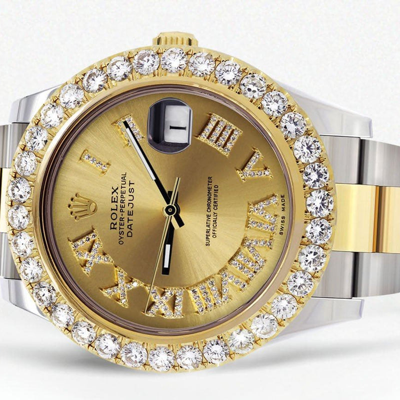 Rolex Datejust II Watch | 41 MM | 18K Yellow Gold & Stainless Steel | Custom Gold Roman Dial | Oyster Band