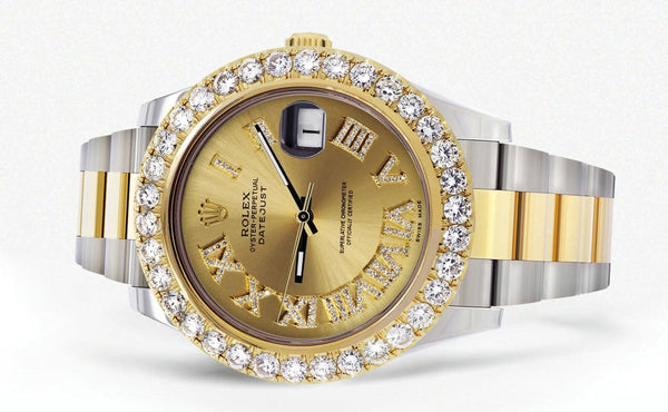 Rolex Datejust II Watch | 41 MM | 18K Yellow Gold & Stainless Steel | Custom Gold Roman Dial | Oyster Band