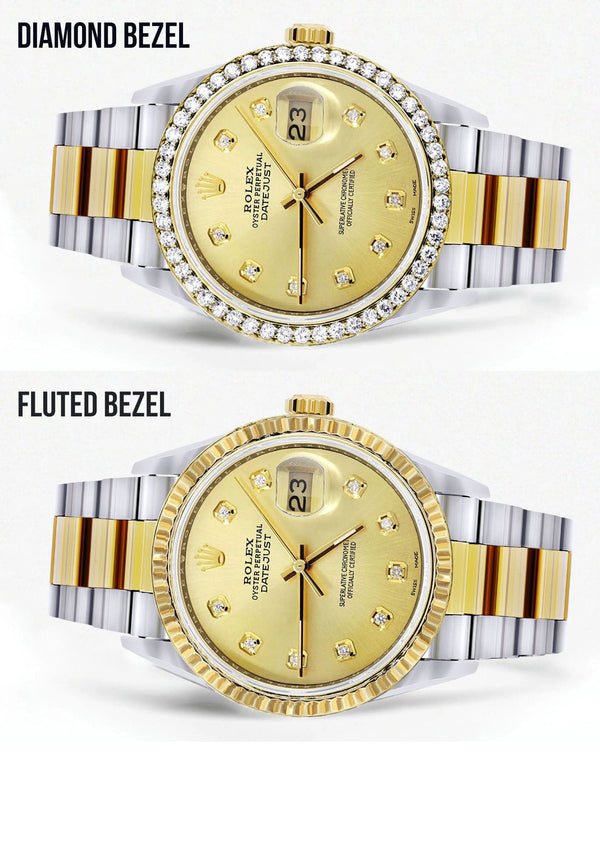 Gold Rolex Datejust Watch 16233 for Men | 36Mm | Gold Dial | Oyster Band